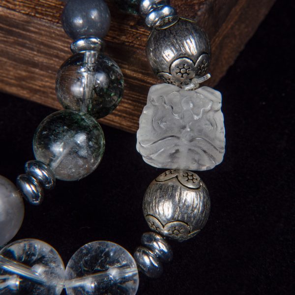 松煙過嶂 Architecture Series | Double-Loop Energy Protection Bracelet | Clear & Green Phantom Quartz Jewelry