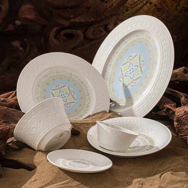 Eastern Porcelain Set with Patterns from Dunhuang Murals - White Porcelain Set